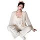 Rongxitu süße und reine Stil-Pyjamas mit Brustpolstern für dreiteiliges Set für Hauskleidung im Freien Frühling und Sommer S681# Grau und Blau 170 m