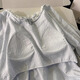 Also, pajamas with chest pads for women, short-sleeved thin style, can be worn outside 2025 new high-end simple solid color home clothing set HY682LA light blue XL