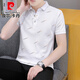 Pierre Cardin 2025 Neuer Sommer Lappel Herren kurzärmelig T-Shirt Casual Polo Basis Hemd Herrenkragen halbärmelig Ice Seide Schwarz QY679 M