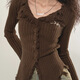 
Ziweiqi American tassel sweater autumn suit for women 2025 new European and American stretch cardigan wool top apricot color original quality S