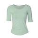 Lianliu Spring and Autumn New Sports Women's Suit Slim Fit Hollow Pilates Training Running Fitness Yoga Wear Top External Wear Single Milk Green Top S