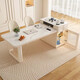 Yaogan cream style slate island table tea table integrated retractable small-sized high-end home restaurant center guide table 12mm slate fixed socket double hole tea stove 1.4 meters single island table