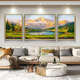 Yonghuan Back contre Jinshan salon suspendu peinture paysage peinture canapé fond arrière décoration peinture Fengshii West Wall Triptych 12596 Golden Aluminium Alloy
