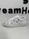 Estación europea cooqi CL2024 Nuevo remache Red Sole Zapatos de lienzo personalizado Sky Stary Small White Board Board Zapatos 9913 Cuero blanco 38