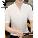 Playboy ice silk t-shirt for men short-sleeved 2025 new men's Chinese style V-neck half-sleeved summer thin Chinese style t-shirt E9871 black (ice silk slimming) M
