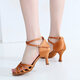 
Iron Arrow Latin Dance Shoes for Women's Middle Heel Soft Sole Dancing Shoes Ballroom Dance Lomba Chacha National Standard Dance Shoes Dark Skin Tone 38