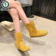 Holzspecker hohl atmungsaktive kurze Stiefel für Frauen Sommer dünn 2025 Neue Flachs-SOLED Casual Martin Stiefel Birkenholes Braun 37