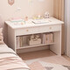 Oumao small apartment desk bookshelf integrated table home computer table desktop bedroom junior high school student study table writing table and chair 80cm pastoral oak double draw