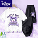 Disney Binpaw Girls Summer Jade Dog Dog 2025 New Big Children Cotton Pure Coton Shirt T-shirt A983 White + A984 Purple Pants 130 (hauteur suggérée 115-125 cm)
