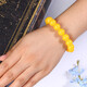 Quality second generation beeswax chicken fat yellow bracelet, Baltic pure yellow single circle amber round bead old bracelet, bead diameter 25mm, 10 beads for car selection