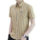 Hualin Fashion Summer Striped kurzärmeliges Hemd Koreaner lässig und vielseitig gutaussehend halbärmelig Hemd Unterwäsche 844 Khaki L 105-120jin [Jin gleich 0,5 kg] Trage