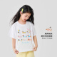 Ikano I.KARNOW girls short-sleeved t-shirt 2025 new children's summer cartoon printed tops for girls fashionable summer clothes loose half-sleeved t two-piece set [19018 white + 15280 tender yellow] 120
