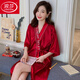 浪莎（LangSha）韩版睡衣女含仿真丝睡袍浴袍夏冰.丝性感薄开衫睡裙中长款家居服 睡袍9896#灰色 L [建议98--115斤]