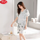 Langsha Summer Seiden Nachtkleid für Frauen Sommer Kurzarm Seiden Frauen junger sexy Kurzrock für Seiden-Pyjamas 2025 Neues S-T1105 Weiße Blume V-Rack M geeignet für Gewicht 80-100jin [Jin entspricht 0,5 kg]