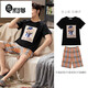Mikeshan 100% pure cotton pajamas for men's spring and summer shorts for shorts Korean style cartoon students and middle-aged and young people can wear outside 1283# S small code 143-150b
