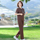 孜颜中老年妈妈运动套装女2025夏季新款50岁中年女装洋气两件套衣服女 831咖啡色 XL （建议85-100斤）