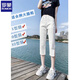 
Romon Cropped Jeans for Women in Summer 2025 New High Waist Slim Small Fat mm Slit Large Size Straight Mid-Level Pants 6199 White XL Recommended 115-130Jin [Jin equals 0.5 kg]