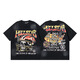 
Ziweiqi Meishi Hell Letter Print Couple Short Sleeve T-shirt Summer Loose Casual Style 691 Wash Black S