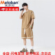 美罗邦（Meloban）美式短短裤套装男夏季冰丝凉感半t恤男青少年休闲运动两件套 K12593黑色[上衣+裤子] M