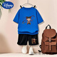 Disney Summer Children's Kurzärärmelte T-Shirt Neuer Stil für den Nationalen Trend der Kinder der Kinder Nudha Devil Child's Noodle Boys zweiteiler Set 1098# Rucksack T-Gray + 2005# Gray Shorts 90