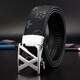 Classic letter belt for men's genuine leather business casual versatile automatic buckle belt new pure cowhide high-end trouser belt xz/black buckle/black old flower 130cm