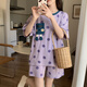 Fhhuabd Pajamas с грудной подушкой для женщин 2024 Новый летний хлопковой шорт с короткими рукавами в Интернете. Стиль знаменитости может носить за пределами домашнего костюма QGL-6627 M-грудная площадка