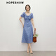 Rothülse Blumenkleid 2025 Sommer Neue Frauenkleidung vor Schulter Puff Ärmel Taille V-Ausschnitt Denim Japanischer Puppenrock Denim Blue Flower 677 m