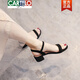 CARTELO Sandals for women 2025 new summer versatile mid-heel thick heels one-length high heels women's outer wear skirt black heel height 4 cm-698-4 40