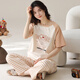 Kurzärärmelte Baumwoll-Pyjamas Set Summer Pure Baumwollhosen Home Kleidung koreanische Streifen können außerhalb von Y9721 m getragen werden (empfohlen 75-95jin [Jin gleich 0,5 kg])