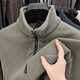 FALAMONE Armani plus velvet thickened long-sleeved T-shirt for men's autumn and winter sweatshirt middle-aged casual stand collar base shirt polo gray 1278 L 170[115-130Jin[Jin equals 0.5 kg]]