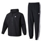 Adidas (Adidas) Clover Herren Sport Set New Workwear Woven Windproof Coat Fitnesstraining Trendy Casual Anzug Backdrucken mit Kapuzenjacke + Fußhosen s s