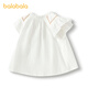 Balabala children's clothing girls short-sleeved shirt 2025 summer new sweet ruffle top original white 10101 120