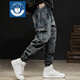 Boyuni 2025 Frühlings- und Herbst-neuer Stil Binden Jeans für Männer Neun-Punkte Lose große Haremhosen Trendy Casual Casual 100 206 30 115-125jin [Jin entspricht 0,5 kg]