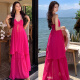 Wanlan Fire Dragon Dragon Fruit Rose Rosa Rosa para mujeres en verano Cuello suelto de cuello en la playa Falda de la playa Rose Rose 9716# S