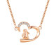 Olodya [título] Nuevo corazón con el lindo collar de conejo Silver S925 Collar para mujeres japonesas y coreanas en forma de corazón de San Valentín Regalo de cumpleaños D679 Collar de platino con cadena cruzada (con certificado de inspección nacional + grabado gratuito + tarjeta de felicitación de escritura)