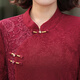 Fuxi May Day wedding wedding mother-in-law wedding dress mother over knee long skirt noble wedding dress middle-aged and elderly women improved cheongsam 1585-9332 Summer short-sleeved wine red XL Recommended 90-110Jin [Jin equals 0.5 kg]