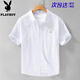 Playboy Summer Summer Manga corta Camisa de manga japonesa Pure Cotton Casco Versátil Versátil Camisa de media manga All Cotton Summer Fashion Top 315 Blue XL