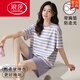 Langsha 2025 Nouvelle célébrité Internet Pyjama confortable pour les femmes en été en coton pur, femmes à manches courtes en été minces de vêtements pour deux pièces, poitrine de poitrine 12611 m (75-95jin [Jin est égal à 0,5 kg]))