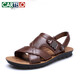 Cartelo 2024 Sommer Neue Männer Sandalen Herren trendige Leder Beachschuhe Große Palettenschicht Cowide Freizeit -Männer Sandalen 12129 Schwarz 38