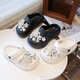 HUALIN FASHION Children's Rhinestone Pearl Cave Shoes Summer Internet celebrity anti-slip sandals White 24 -25