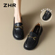 Zhr Single Shoes, Jurchen Cowhide British Handers Fashion Fashion Women Dos Wear Casual Women's Shoes Bt38 Negro 39