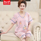 Catman MIIOW middle-aged mother pajamas for women in summer thin pure cotton short-sleeved cropped pants middle-aged and elderly people's home clothes plus size suit Watermelon red YMY-3937 M [Suggest 80-100Jin [Jin equals 0.5 kg]]