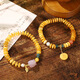 Chi Xing New New Chinese Style Retro Old Beeswax Flat Bead Bracelet Internet Celebrity Hetian Jade Pendant Bracelet Couple Buddha Beads Wenwan Natural Old Beeswax + Hotan Jade Buddha