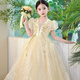 Yuanyouling 7611 girls' dress summer dress 2024 summer dress princess dress fashionable performance dress wedding gift champagne color 829 long style match 110