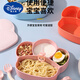 迪士尼（Disney）宝宝吃饭餐具全套婴儿餐盘吸盘式食品级儿童餐盘勺叉吸管吸盘 乐康可爱猫爪餐盘-蓝色 带防尘盖