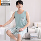 Modal pajamas men's summer thin vest sleeveless shorts home clothes summer simple casual men's outfit M1047 gray blue M [Suggested 100-120 Jin [Jin equals 0.5 kg]]