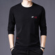 FALAMONE Armani men's long-sleeved T-shirt middle-aged printed sweatshirt spring and autumn round neck T-shirt base shirt trend black DY9902 [Spring and autumn style] 3XL 185