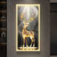 Chengzai Fugui Elk Living Room Decoration Painting Light Luxury Atmospheric LED Lights Directly opposite the door Wall Mural Painting Hallway Hanging Painting T12859 50*100 (Suggested 0.7-0.8 meters wall) Textured oil canvas aluminum alloy gold frame [no lamp]
