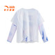 ANTA Children's T-shirt Girls Long Sleeve 2025 Summer New Thin Pants Cool Mint Cool Sunscreen Breathable Top Marshmallow White/Jun Blue (Piece Print)-1 150 cm