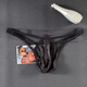 Men's elastic thong transparent sexy mesh underwear hollow underwear gay sexy suit hollow strap 1 black